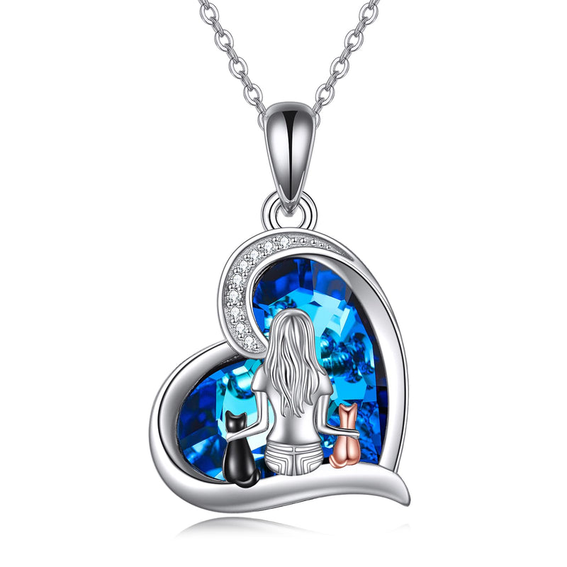 Sterling Silver Cat Heart Necklace