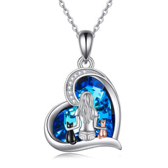 YFN Cat Necklace Sterling Silver Jewelry for Women Cat Jewelry Gifts for Cat Lovers
