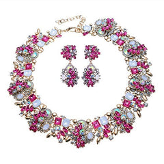 Rose Crystal Rhinestone Choker & Earring Set