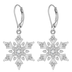 925 Sterling Silver Blue Snowflake Dangle Earrings