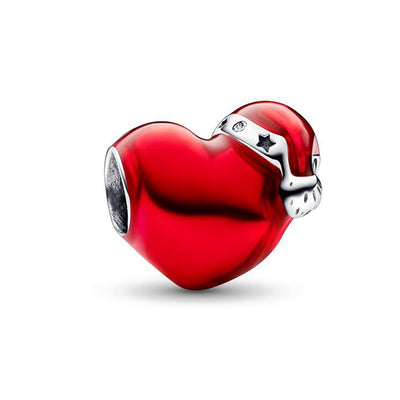925 Sterling Silver Christmas Heart Hat Charm