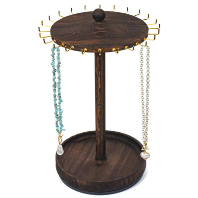 360° Rotating Necklace Organizer with 24 Hooks