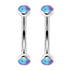 Rmsnxnnz 16G Titanium Daith Rook Earrings Piercing Jewelry Curved Barbell Eyebrow Ring Vertical Labret Lip Jewelry Navel Small Belly Button Ring Piercing Jewelry for Women Men 6MM purple Opal