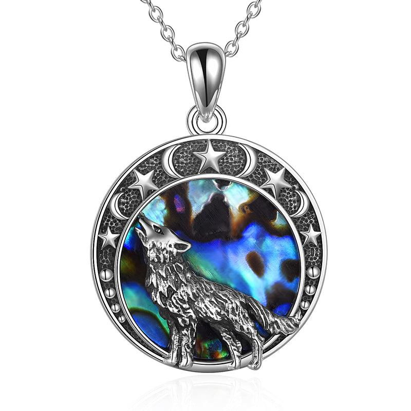Sterling Silver Viking Wolf Pendant Necklace