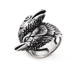 Stainless Steel Viking Raven Valknut Ring